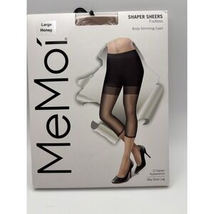 New MeMoi Shaper Shears Footless Body Slimming Capri Pantyhose Sz Large Honey‎